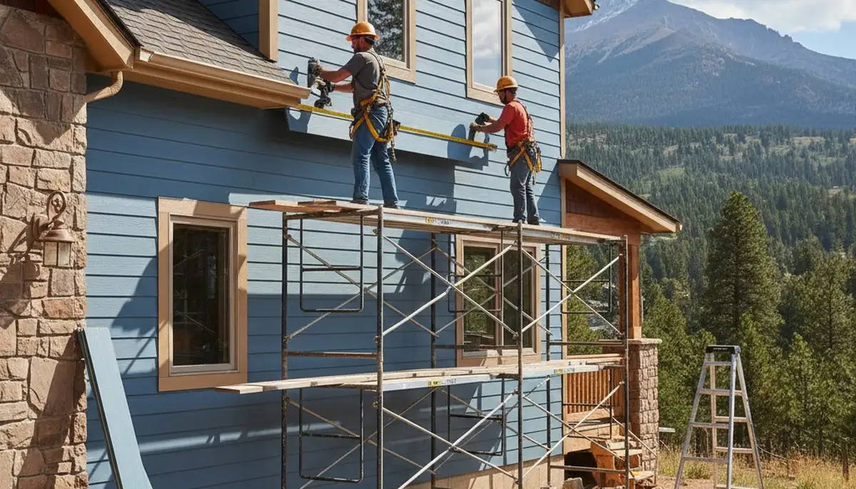 Vinyl siding installation by Colorado Springs, CO siding contractors on a residential home