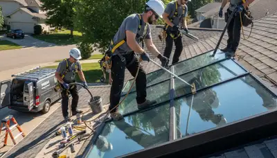 Skylight repair team fixing leaks and seal damage in Colorado Springs, CO